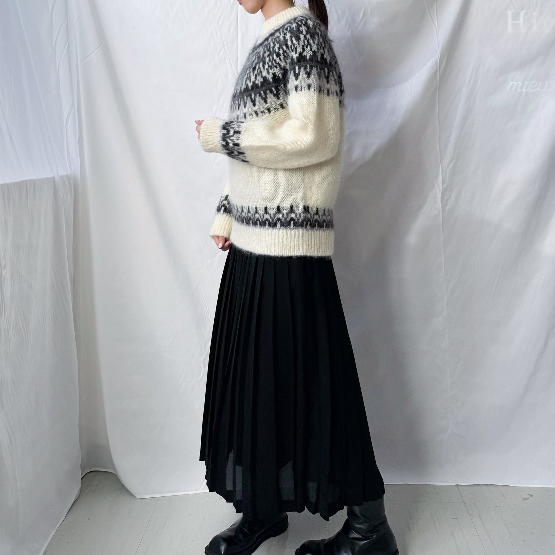 モヘアウールノルディックニットプルオーバー / YONETOMI NEW BASIC